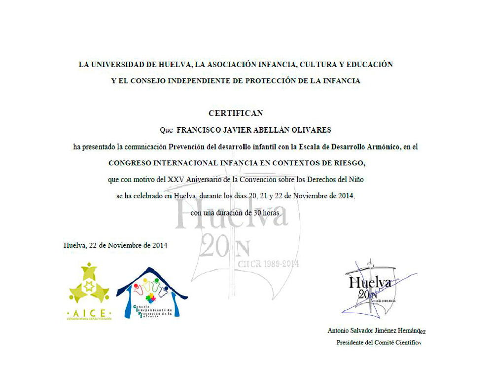 Certificado Congreso Huelva 2014